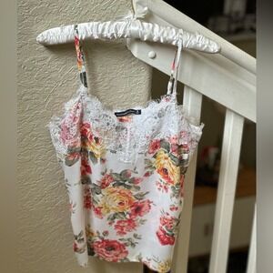 Abercrombie & Fitch Camisole Women M Floral Lace Trim Spring Coquette Romantic